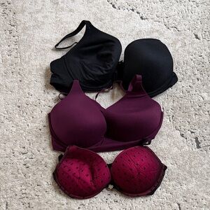 Victoria's Secret Bras — Black, Plum & Burgundy